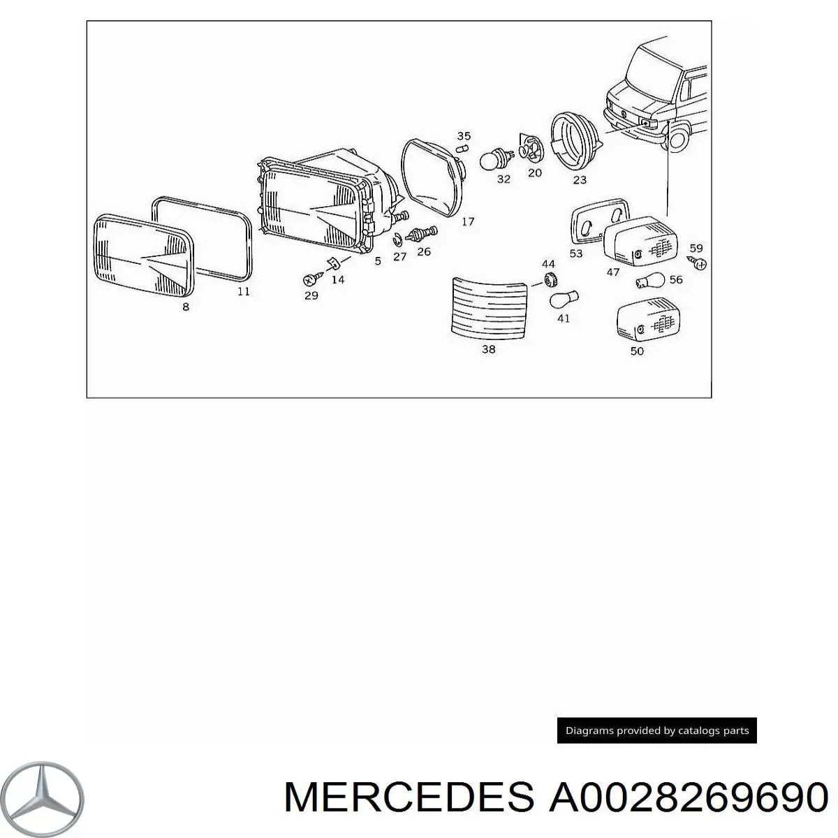 A0028269690 Mercedes скло фари лівої