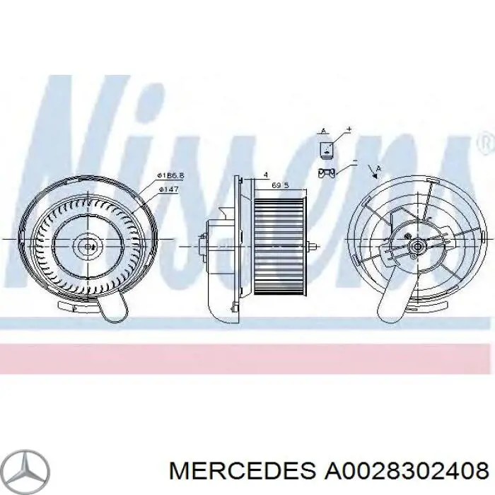 Купити A0028302408 Mercedes Електродвигуни (електродвигун обігрівача) або розетка причепа штепсельная