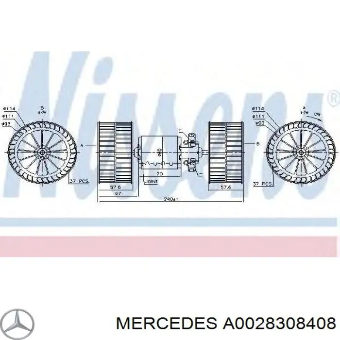 Вентилятора пічки A0028308408 Mercedes