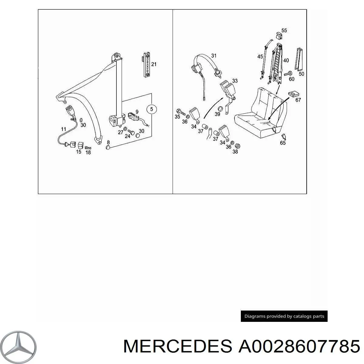 Пасок безпеки передній правий Mercedes A0028607785 ціна, від 9.84 USD