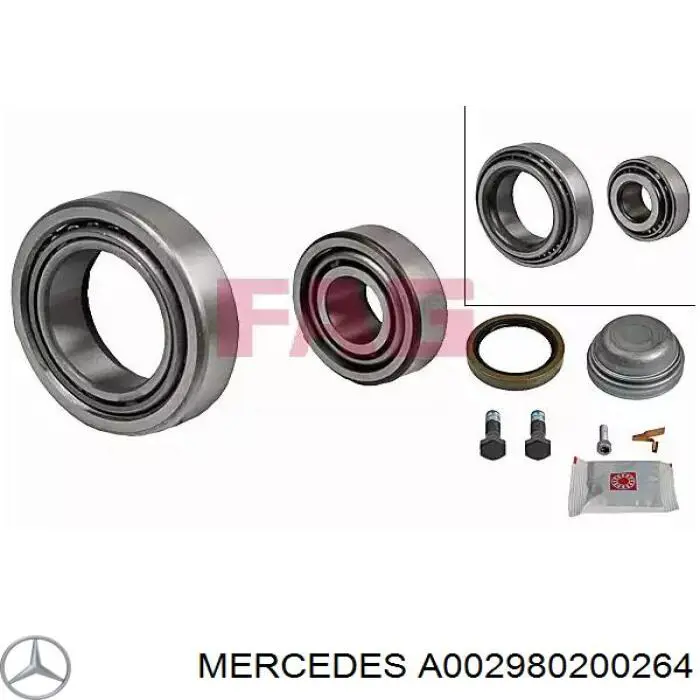 Підшипник маточини передньої, зовнішній A002980200264 Mercedes