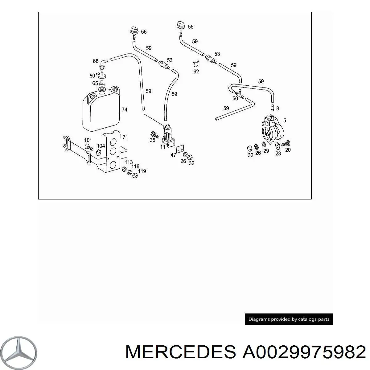 Купити A0029975982 Mercedes Шланг омивача, універсальний