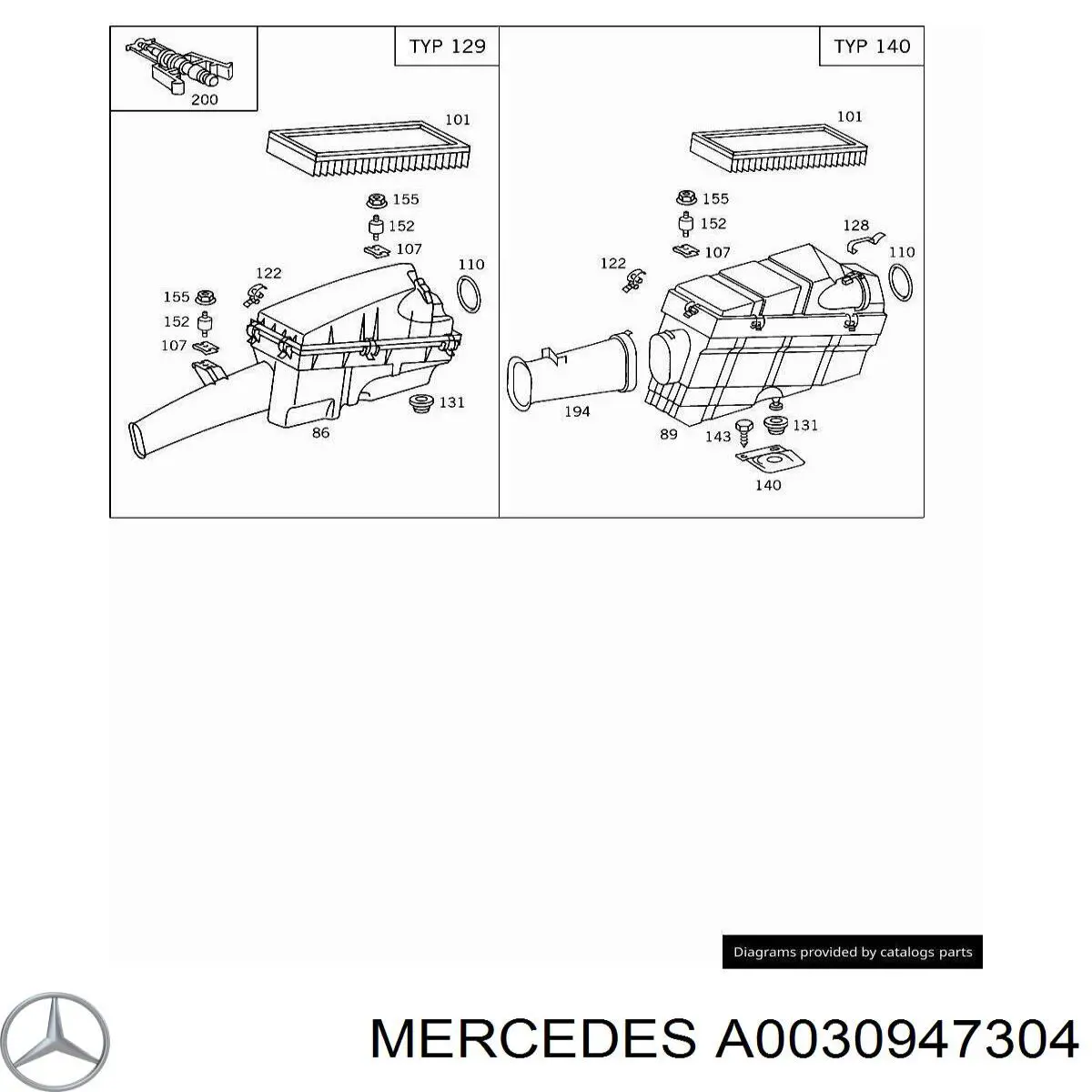 Купити A0030947304 Mercedes Автомобільний фільтр повітря