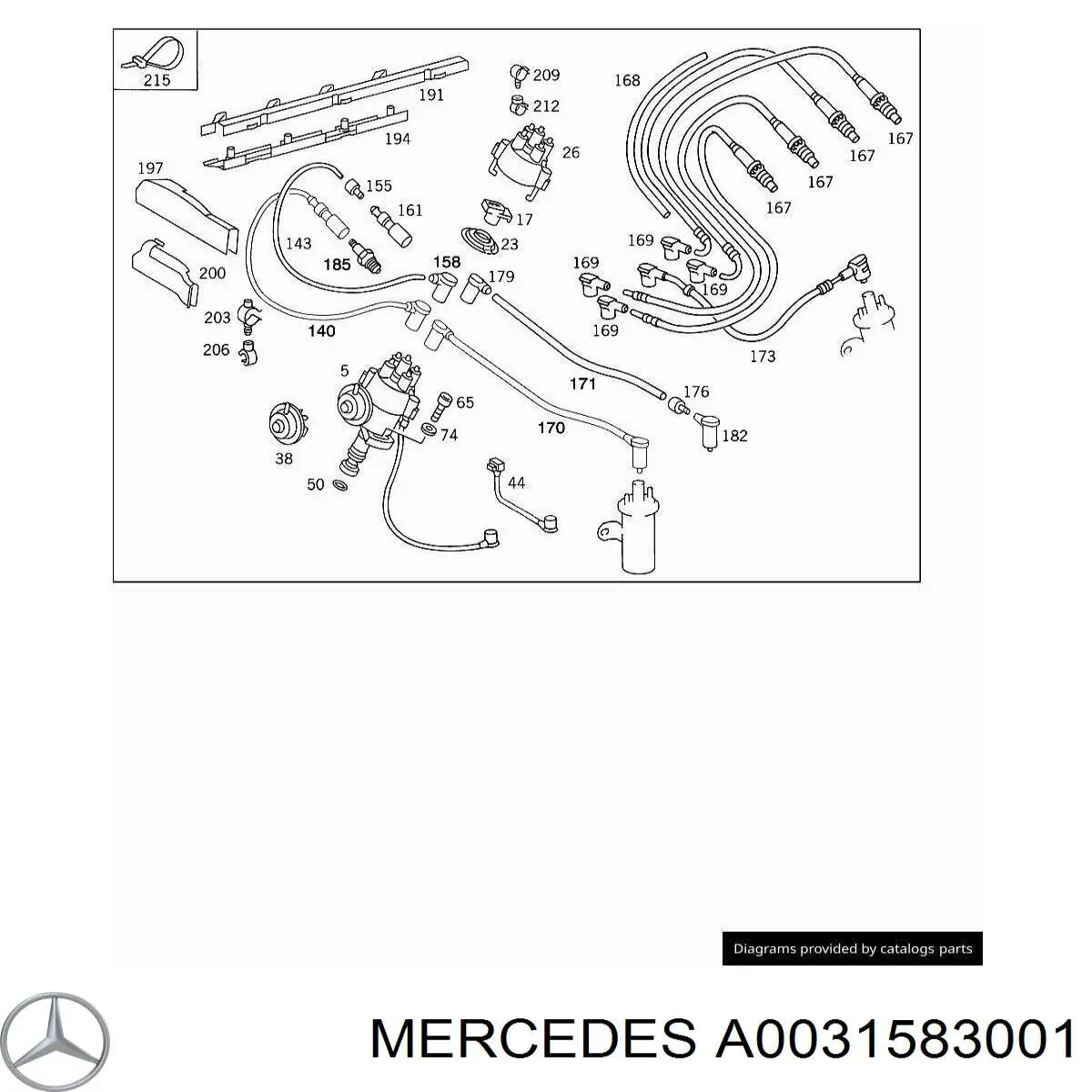 Розподільник запалювання (трамблер) Mercedes A0031583001 ціна, від 14.65 USD