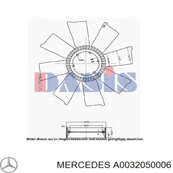 Вентилятор/крильчатка радіатора охолодження A0032050006 Mercedes