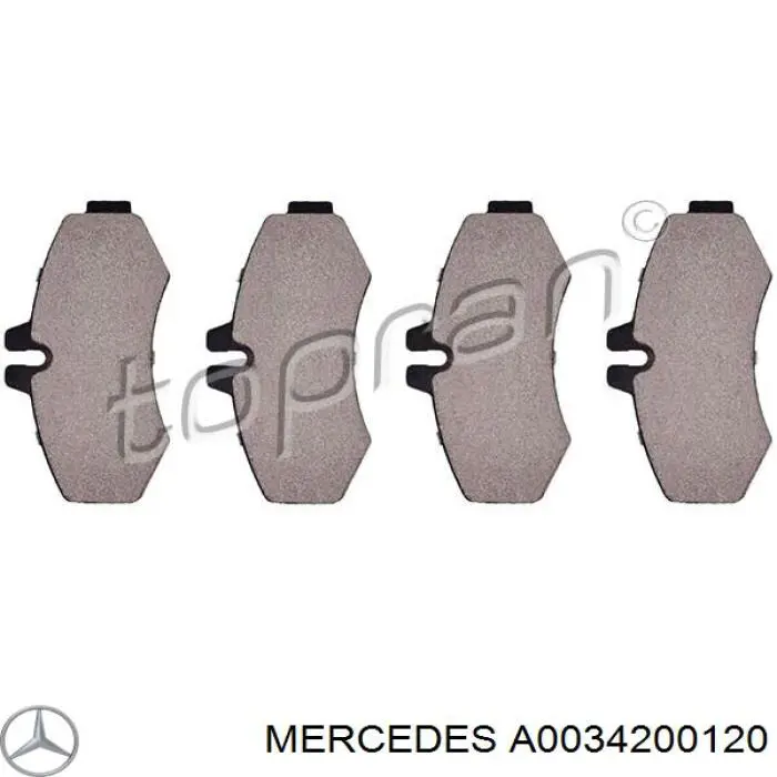 Купити A0034200120 Mercedes Колодки гальмівні передні, дискові