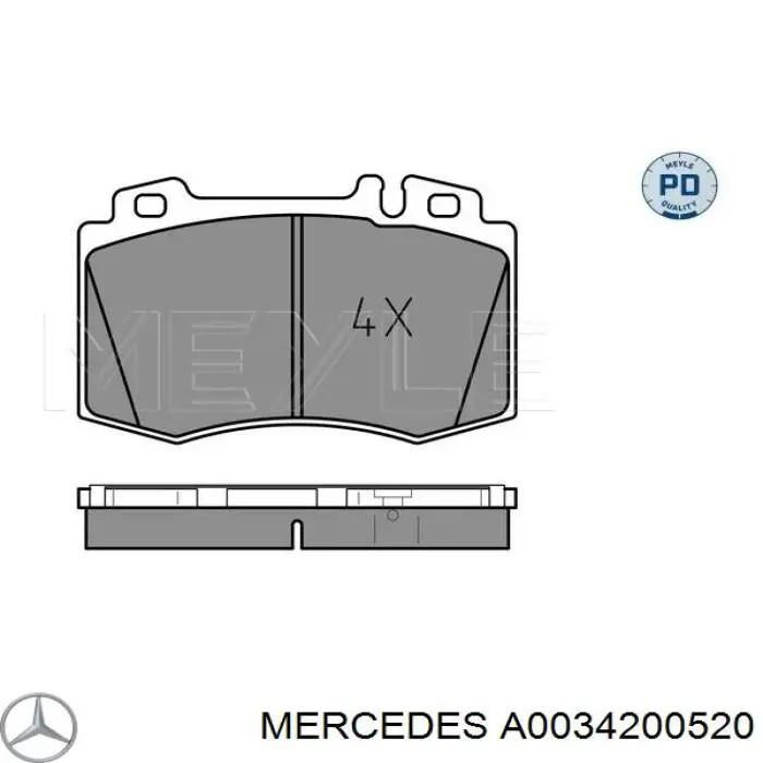 Колодки гальмівні передні, дискові A0034200520 Mercedes