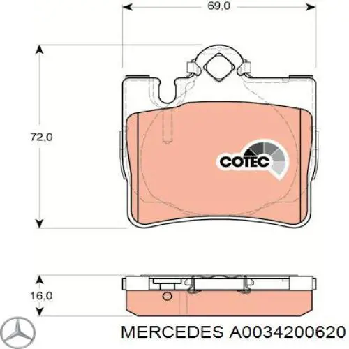 Купити A0034200620 Mercedes Задні колодки