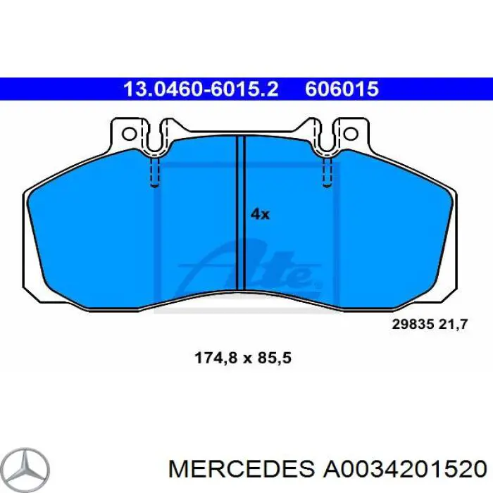 Задні гальмівні колодки Mercedes A0034201520 ціна, від 34.44 USD