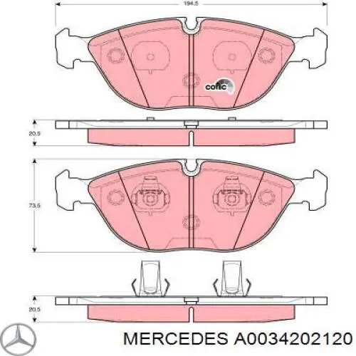 Передні тормозні колодки A0034202120 Mercedes