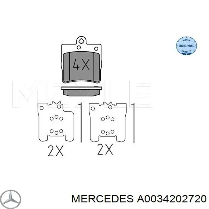 Задні гальмівні колодки Mercedes A0034202720 ціна, від 14.65 USD