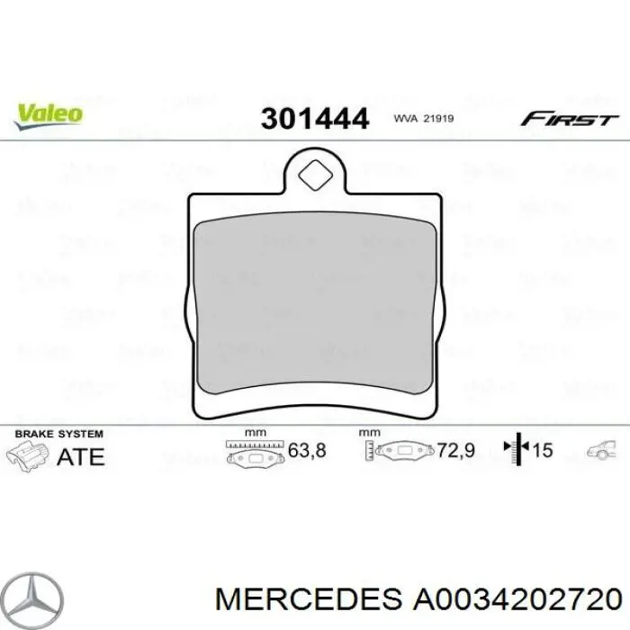 Купити A0034202720 Mercedes Задні колодки