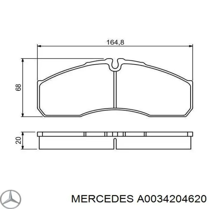 Купити A0034204620 Mercedes Колодки гальмівні передні, дискові
