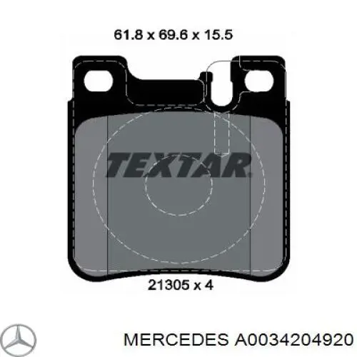 Купити A0034204920 Mercedes Задні колодки