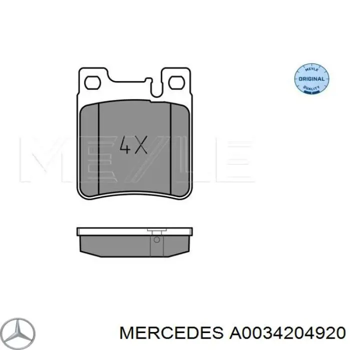 Колодки гальмові задні, дискові A0034204920 Mercedes