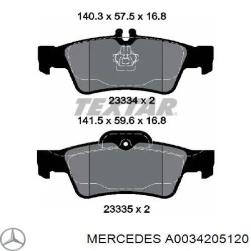Купити A0034205120 Mercedes Задні колодки