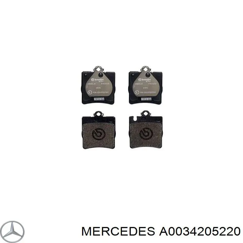 A0034205220 Mercedes колодки гальмові задні, дискові