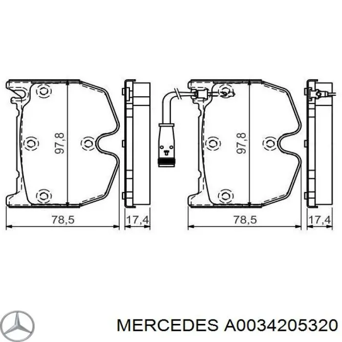 Гальмівні колодки Mercedes A0034205320 ціна, від 51.57 USD