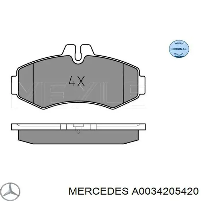 Купити A0034205420 Mercedes Колодки гальмівні передні, дискові