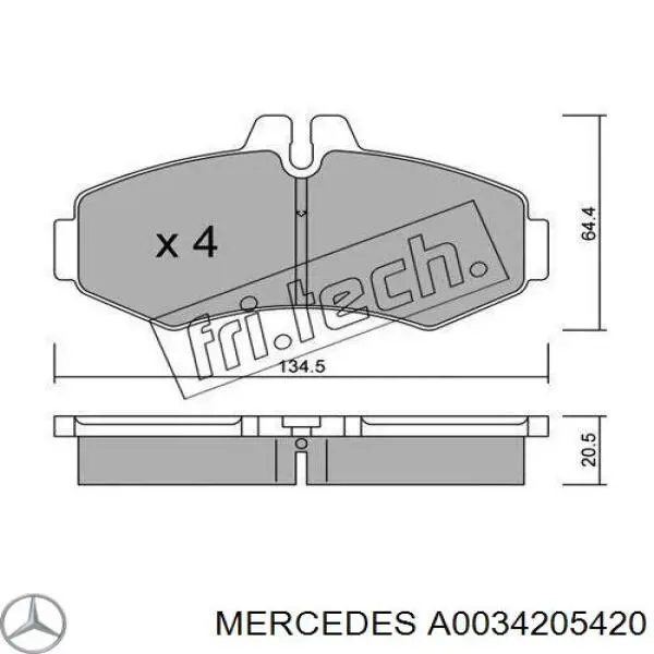 Колодки гальмівні передні, дискові A0034205420 Mercedes