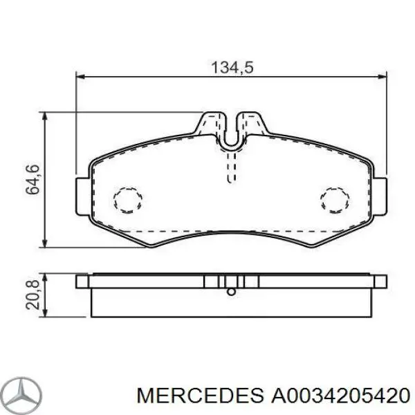 A0034205420 Mercedes Передні гальмівні колодки