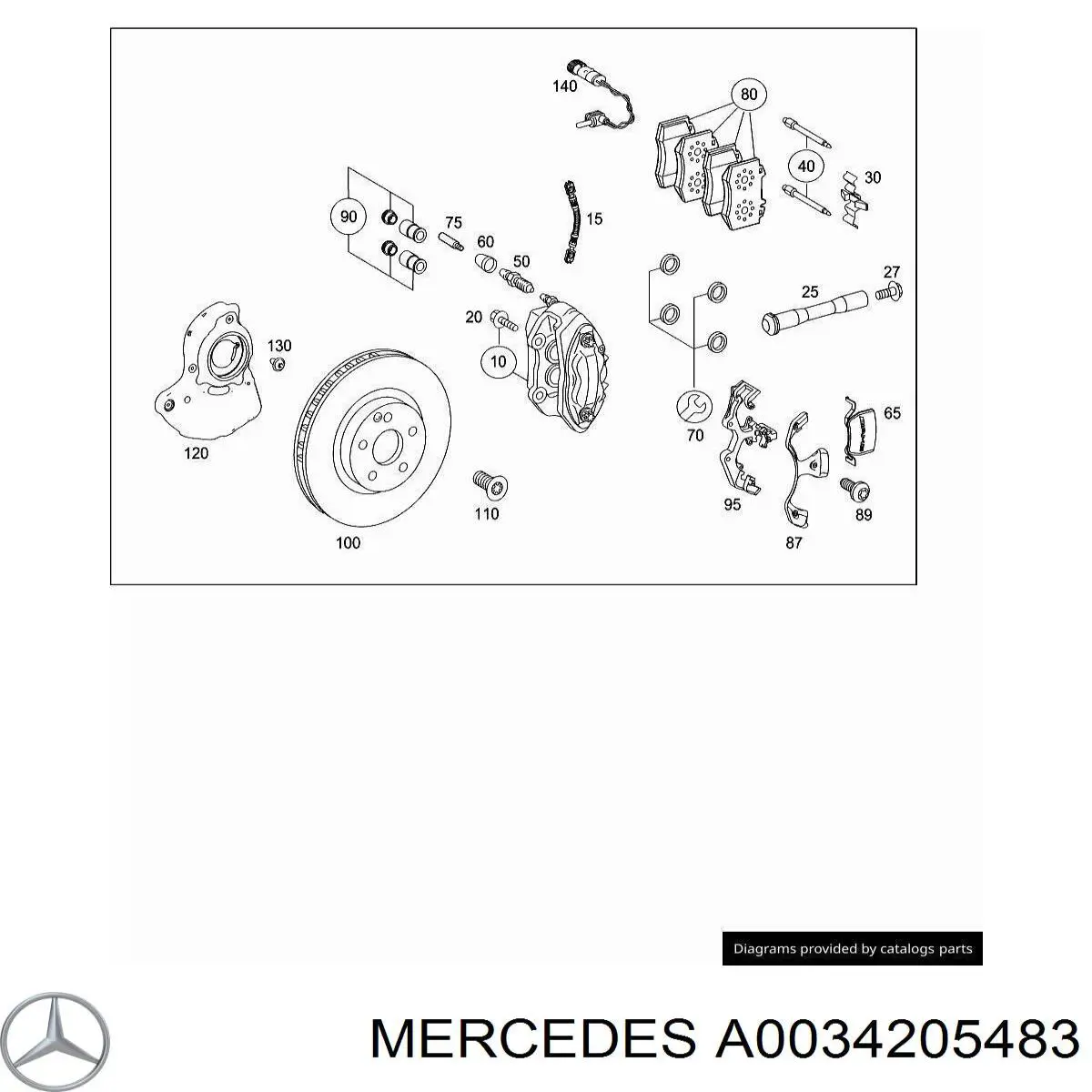 Супорт гальмівний передній правий Mercedes A0034205483 ціна, від 176.49 USD