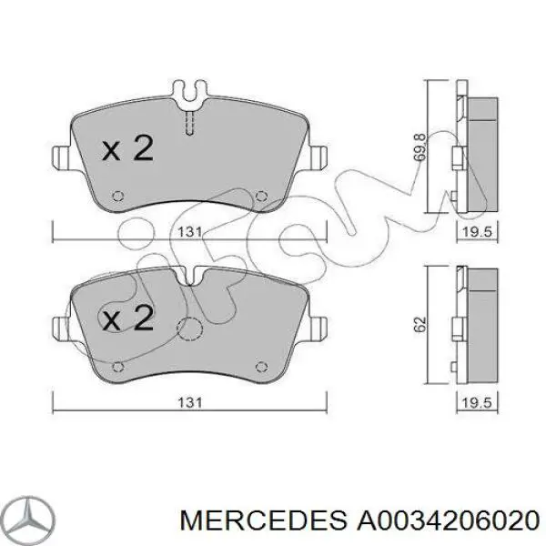 Гальмівні колодки Mercedes A0034206020 ціна, від 19.97 USD