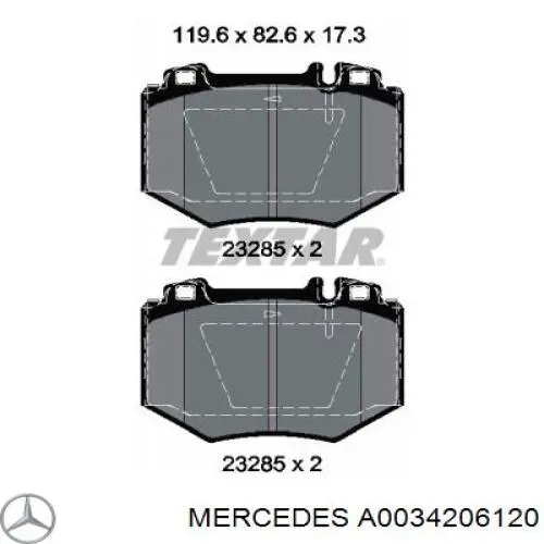 A0034206120 Mercedes Передні гальмівні колодки