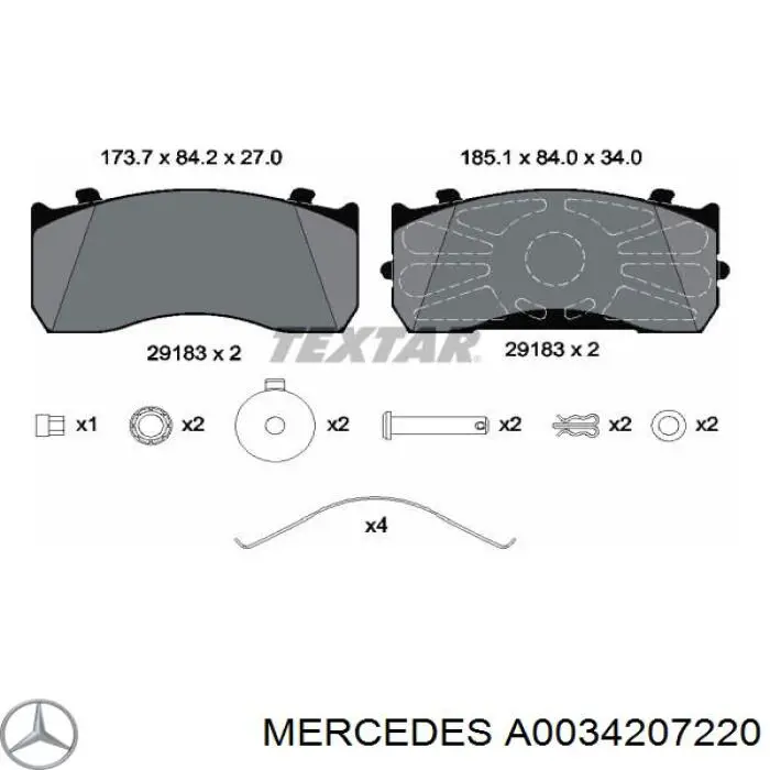 Гальмівні колодки Mercedes A0034207220 ціна, від 54.18 USD