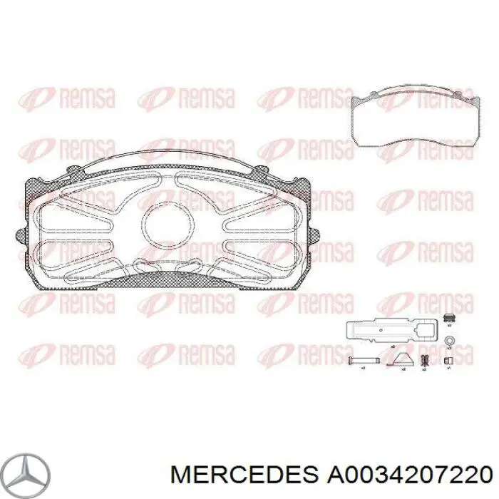 Купити A0034207220 Mercedes Колодки гальмівні передні, дискові