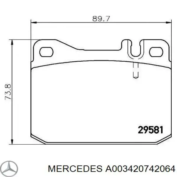 Купити A003420742064 Mercedes Колодки гальмівні передні, дискові