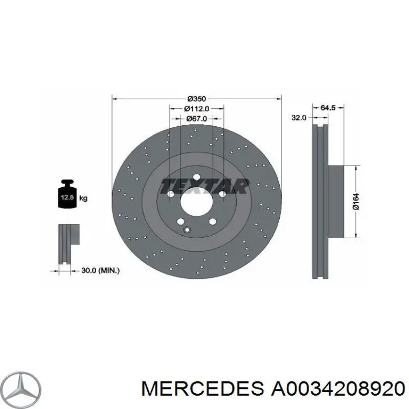 Передні тормозні колодки A0034208920 Mercedes