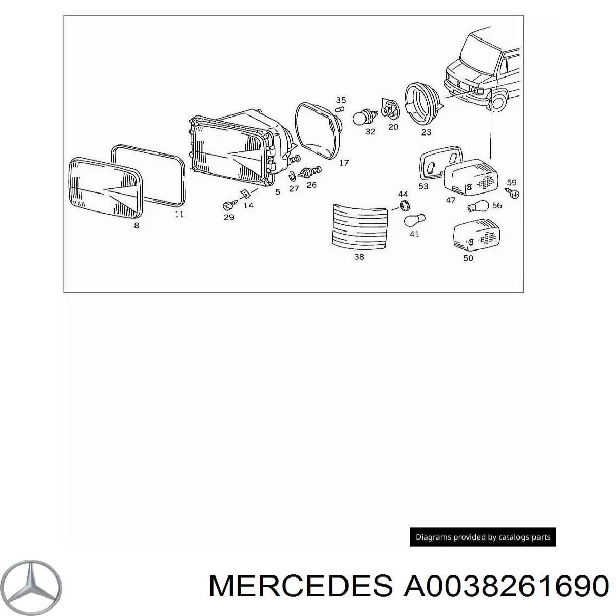 A0038261690 Mercedes Скло фари правої