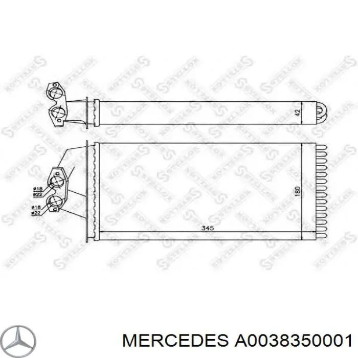 Радіатор пічки (обігрівача) Mercedes A0038350001 ціна, від 26.10 USD