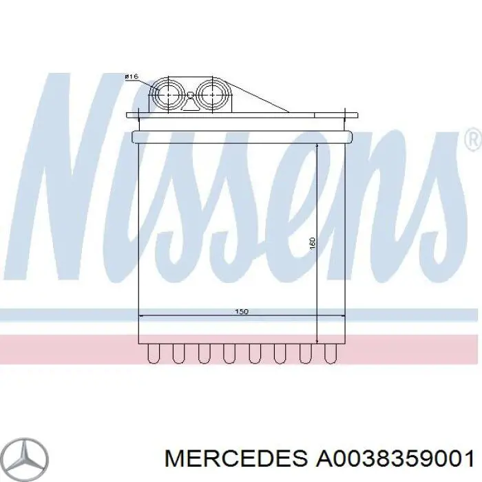 Купити A0038359001 Mercedes Радіатор пічки (обігрівача), задній