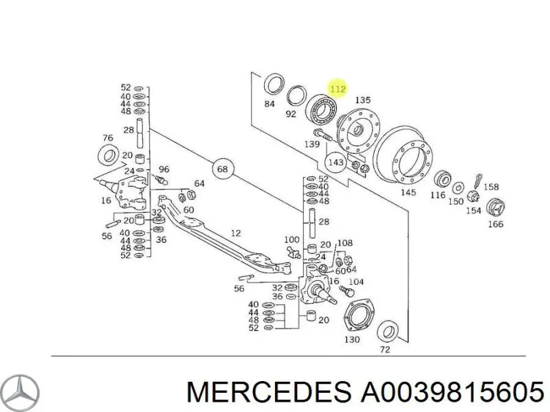 A0039815605 Mercedes підшипник маточини передньої, внутрішній