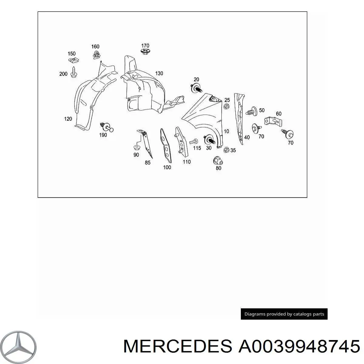 A0039948745 Mercedes пістон (кліп кріплення бризковика)