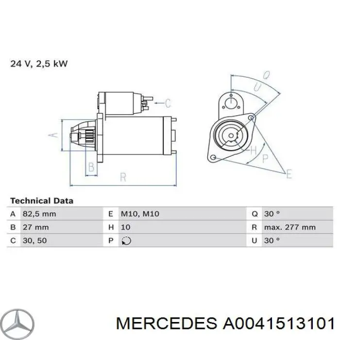 A0041513101 Mercedes Стартер двигуна