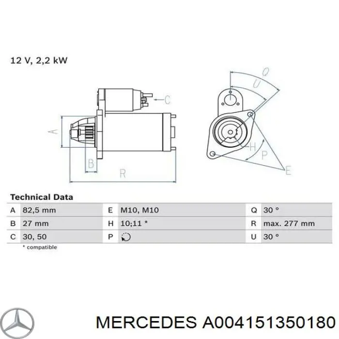 A004151350180 Mercedes стартер