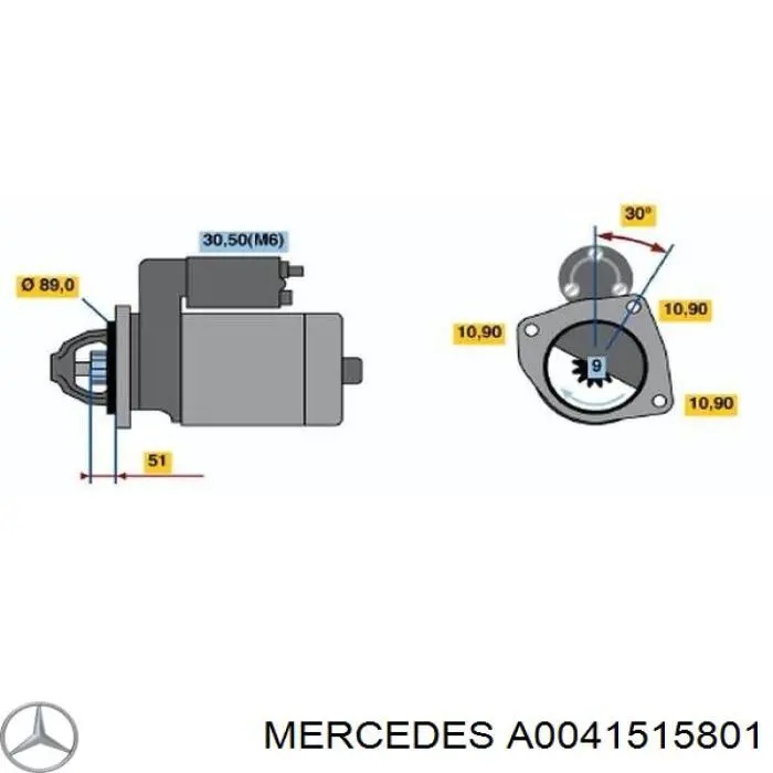 Стартер A0041515801 Mercedes