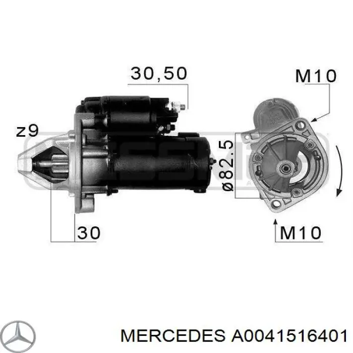 Стартер Mercedes A0041516401 ціна, від 72.06 USD