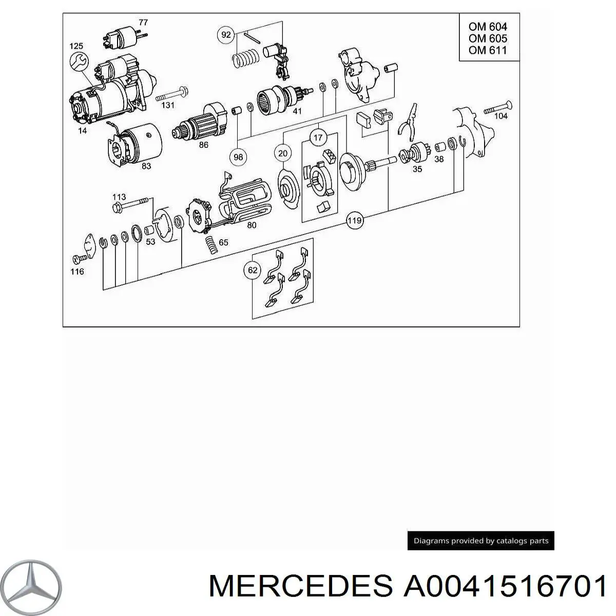 Стартер автомобільний Mercedes A0041516701