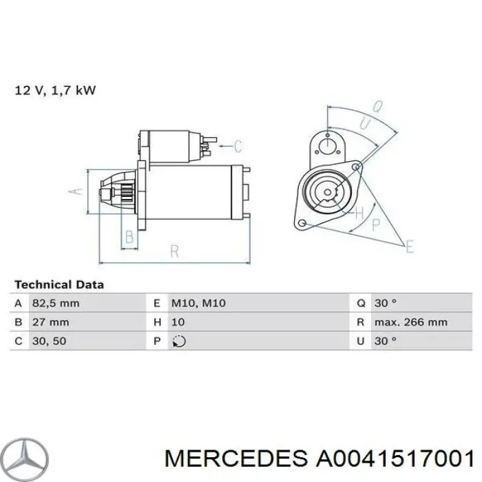 A0041517001 Mercedes стартер