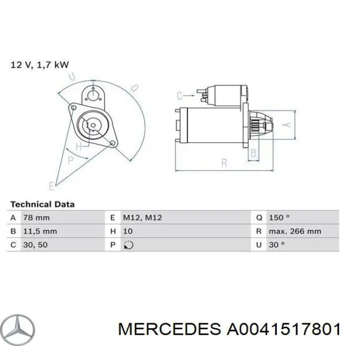 A0041517801 Mercedes стартер