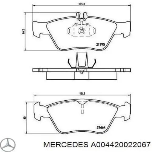 Купити A004420022067 Mercedes Колодки гальмівні передні, дискові