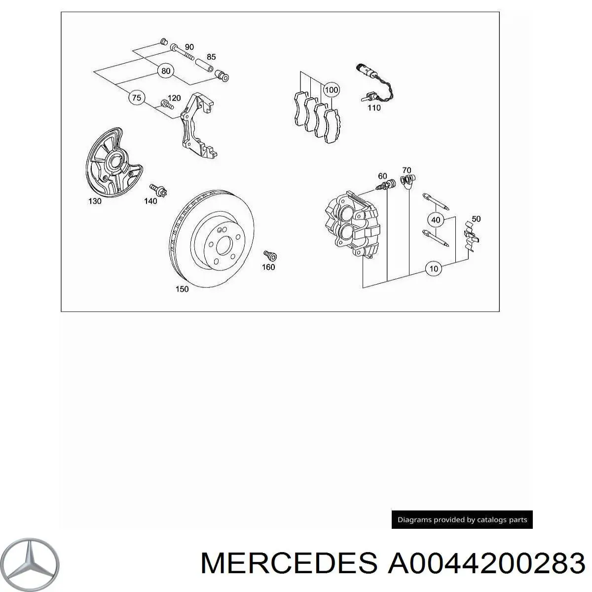 Супорт гальмівний передній правий Mercedes A0044200283 ціна, від 77.42 USD