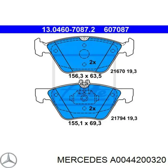 A0044200320 Mercedes Передні гальмівні колодки