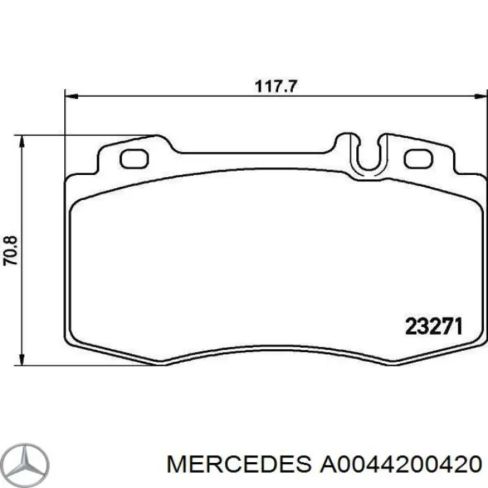 Купити A0044200420 Mercedes Колодки гальмівні передні, дискові
