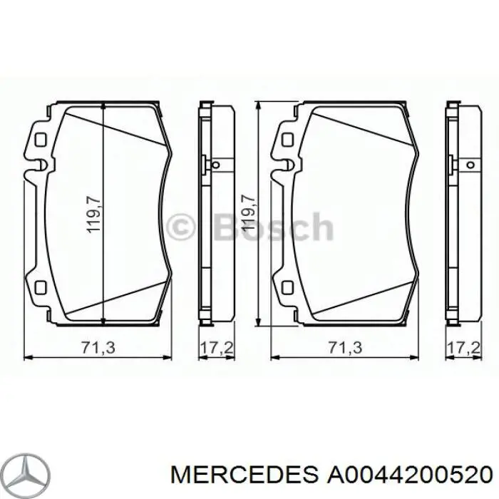 A0044200520 Mercedes Передні гальмівні колодки