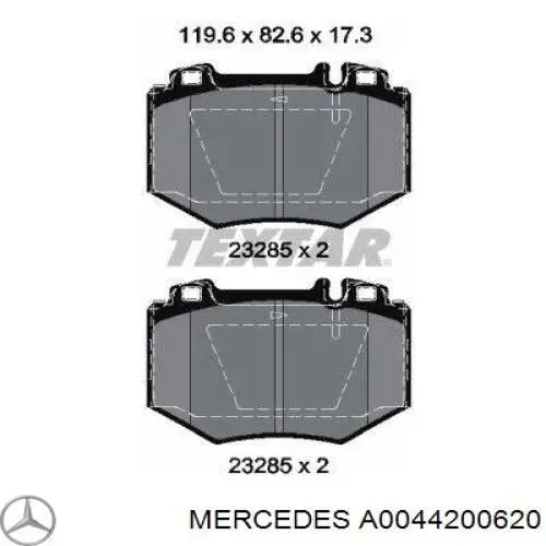 A0044200620 Mercedes колодки гальмівні передні, дискові